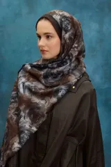 Gül Desen Soft Şal - Kahverengi