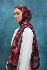 Gül Desen Soft Şal -Kırmızı