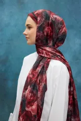 Gül Desen Soft Şal -Kırmızı