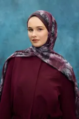 Gül Desen Soft Şal - Mor