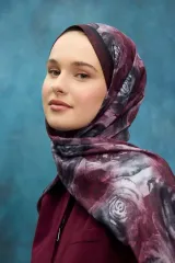 Gül Desen Soft Şal - Mor