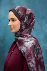 Gül Desen Soft Şal - Mor