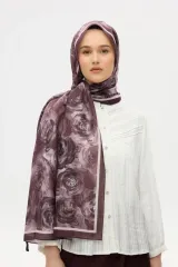Gül Desen Soft Şal - Mürdüm