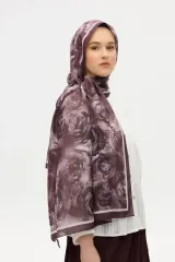 Gül Desen Soft Şal - Mürdüm