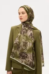 Gül Desen Soft Şal - Yeşil