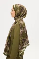 Gül Desen Soft Şal - Yeşil