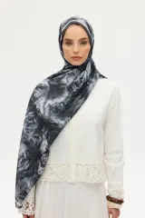 Gül Desen Soft Şal -Siyah