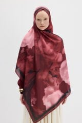 Lotus Desen Soft Şal - Kırmızı