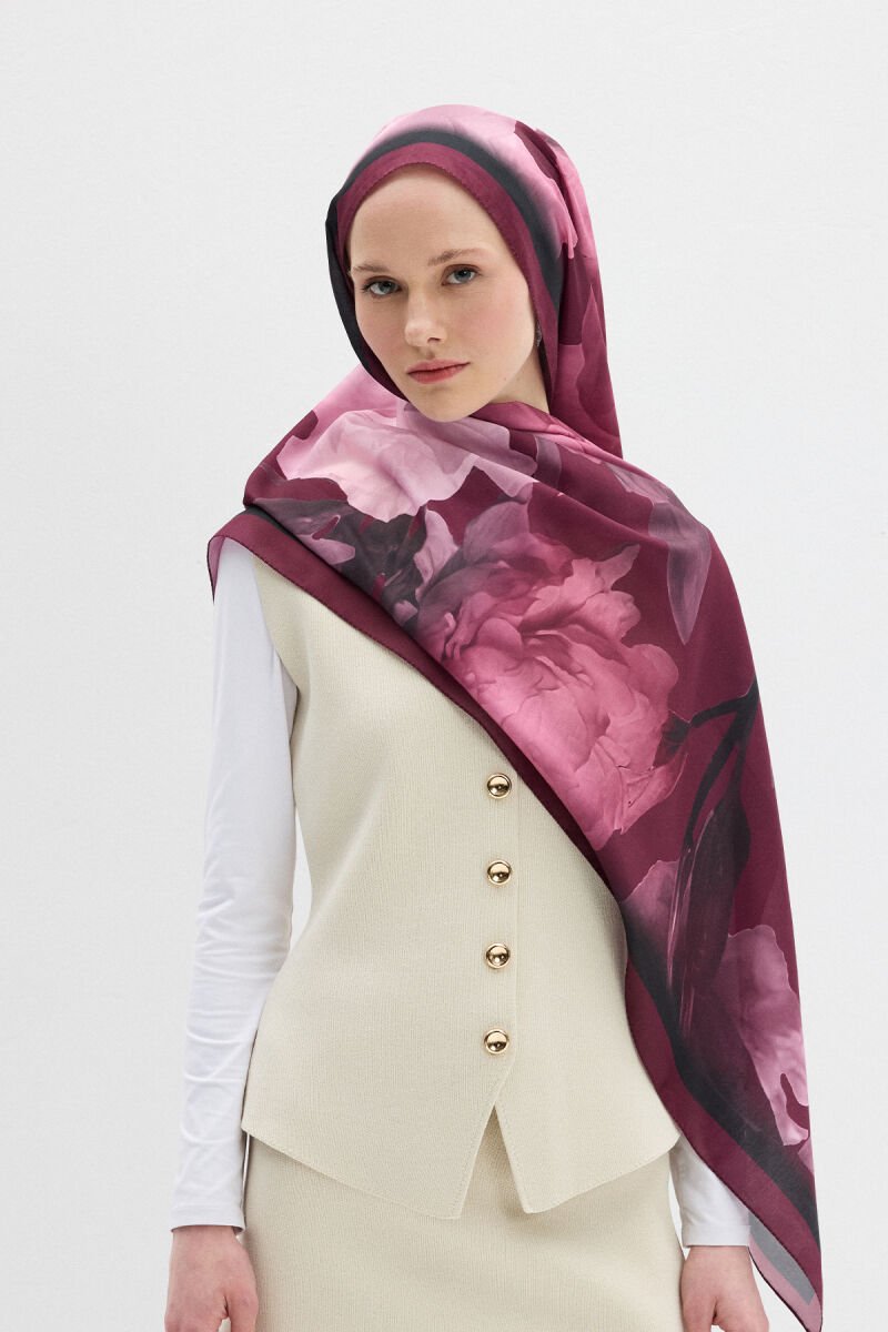 Lotus Desen Soft Şal - Mürdüm