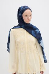 Lotus Desen Soft Şal - Lacivert