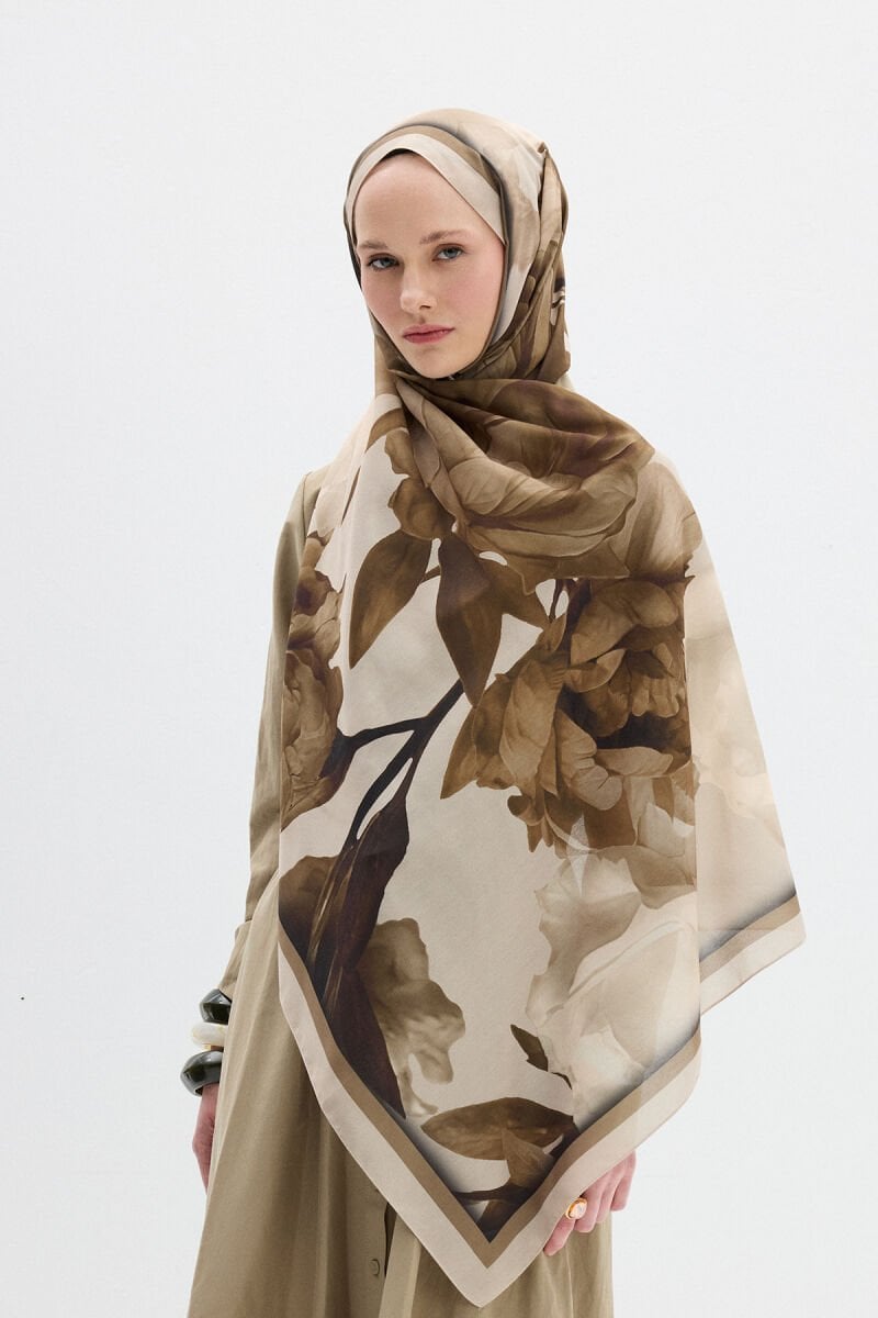 Lotus Desen Soft Şal - Bej